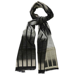 Black and Grey Vanishing Stripes Cashmere Scarf